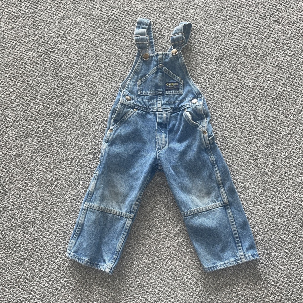 Vintage Oshkosh Overalls. Rare Style. Vestbak. Jean, Denim. 3T. Knee Patches‎